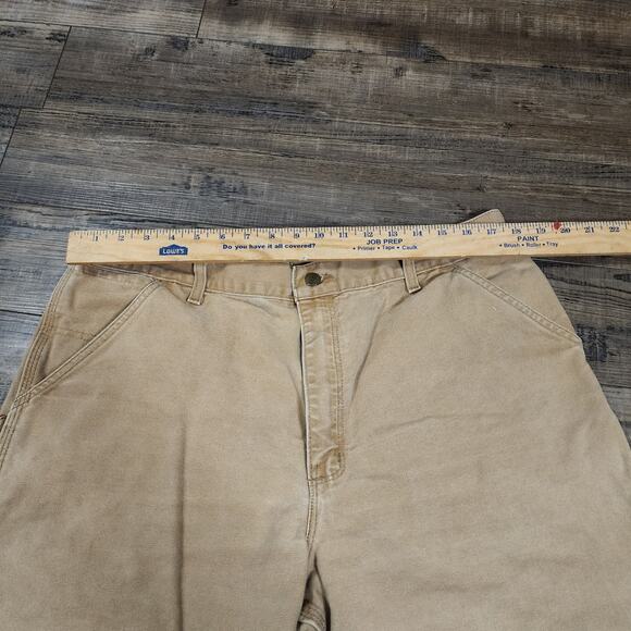 Carhartt Men's Carpenter shorts beige no size tag waist measures 36 2321 - Picture 2 of 5